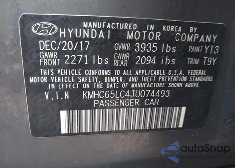 2018 Hyundai Ioniq Hybrid Blue from USA, damaged, VIN KMHC65LC4JU074493